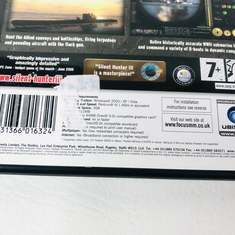 Silent Hunter III Strategic Simulations Ubisoft (PC, 2005) Action Adventure Game image 6