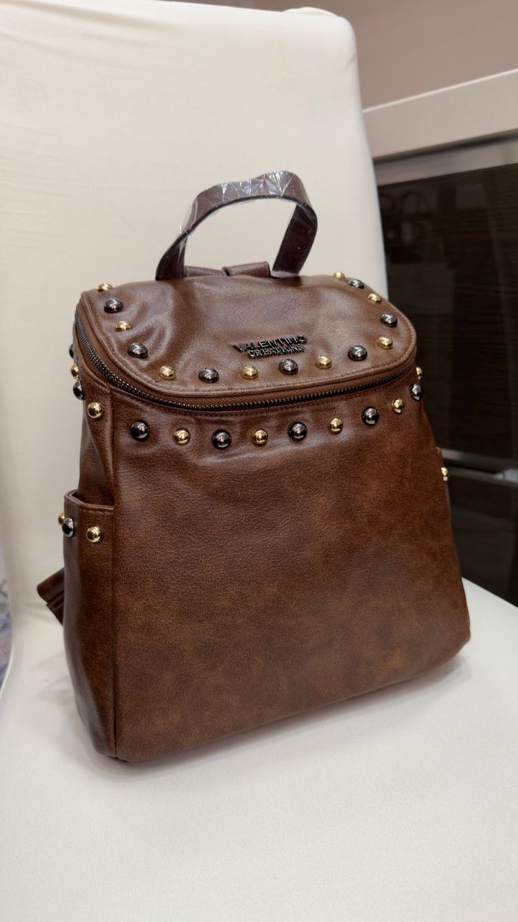 Valentino Creations Brown Studded Backpack image 1