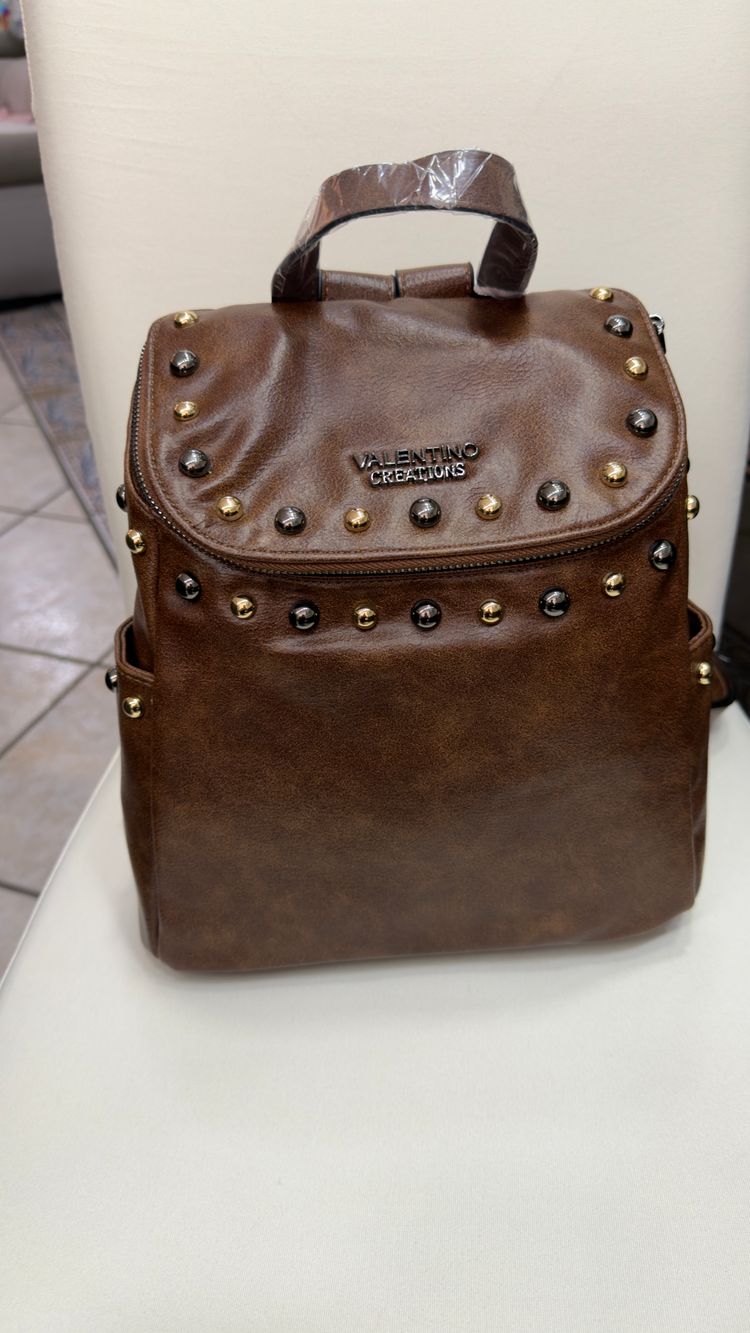 Valentino Creations Brown Studded Backpack image 2