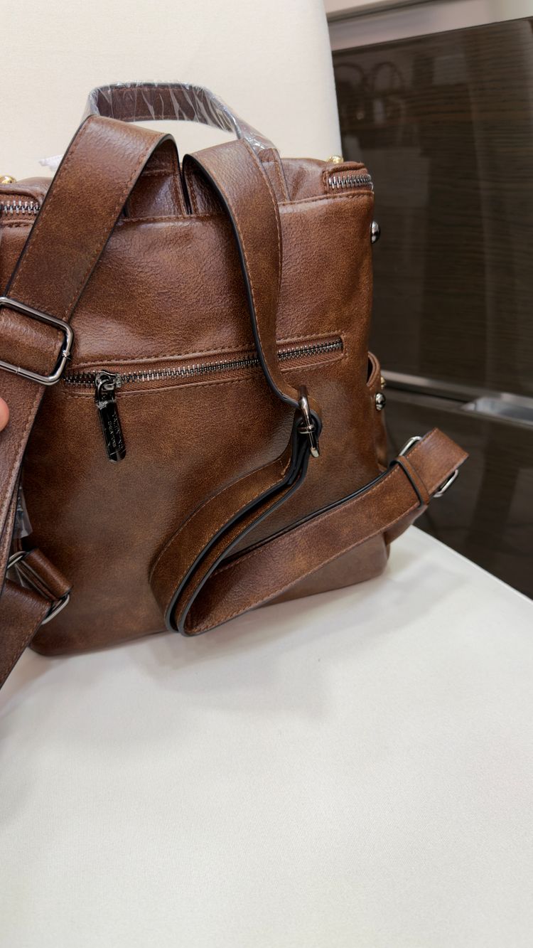 Valentino Creations Brown Studded Backpack image 3