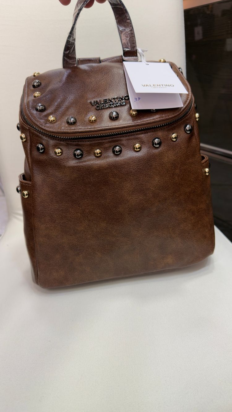 Valentino Creations Brown Studded Backpack image 6