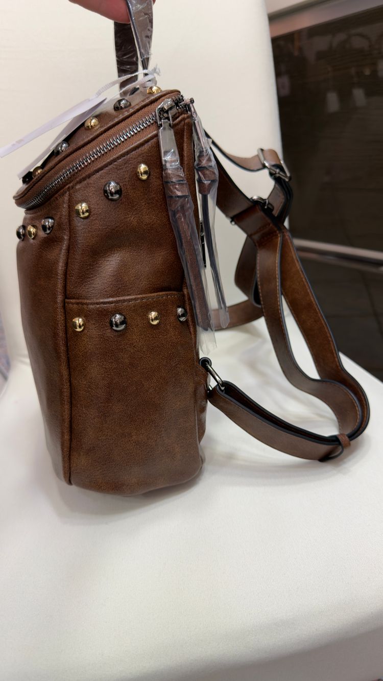 Valentino Creations Brown Studded Backpack image 5