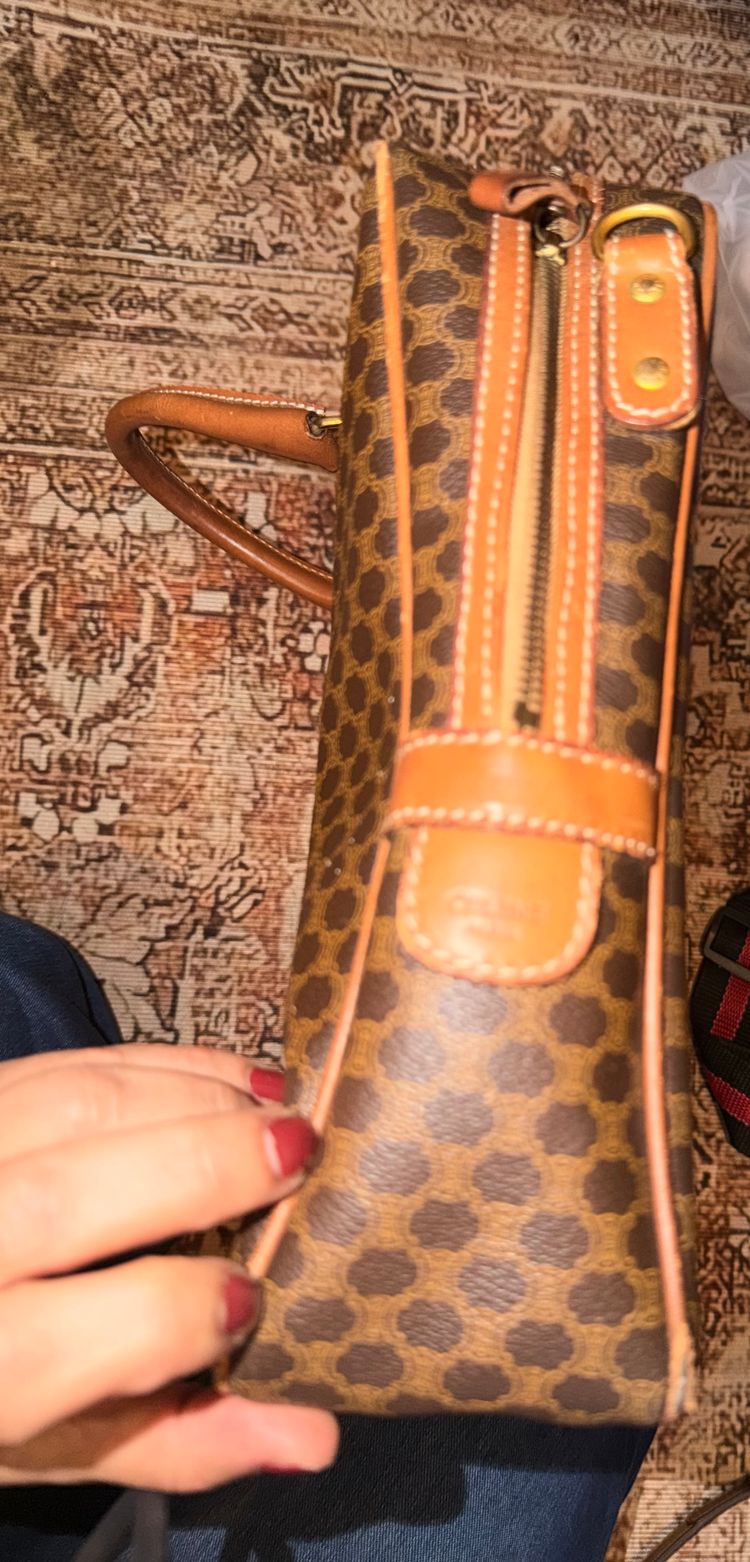 Celine Brown Patterned Leather Briefcase Bag imagen 5