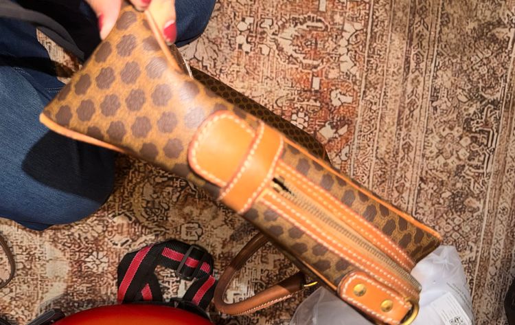 Celine Brown Patterned Leather Briefcase Bag imagen 4