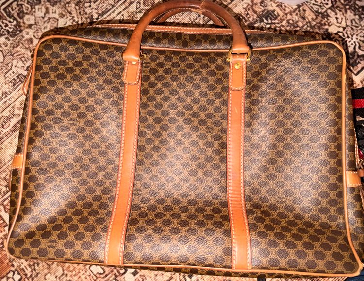 Celine Brown Patterned Leather Briefcase Bag imagen 2