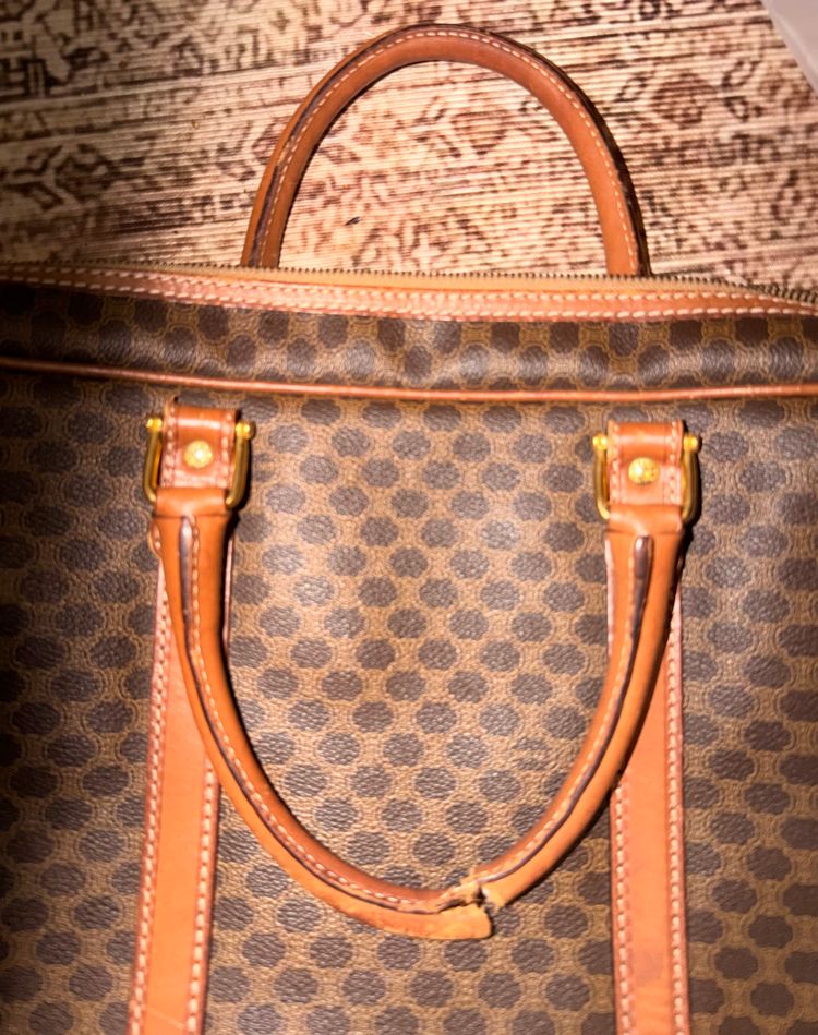 Celine Brown Patterned Leather Briefcase Bag imagen 6