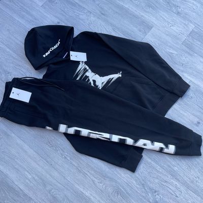 Nike Air Jordan MVP Fleece Tracksuit Hoodie Joggers Sweatpants Set - Black