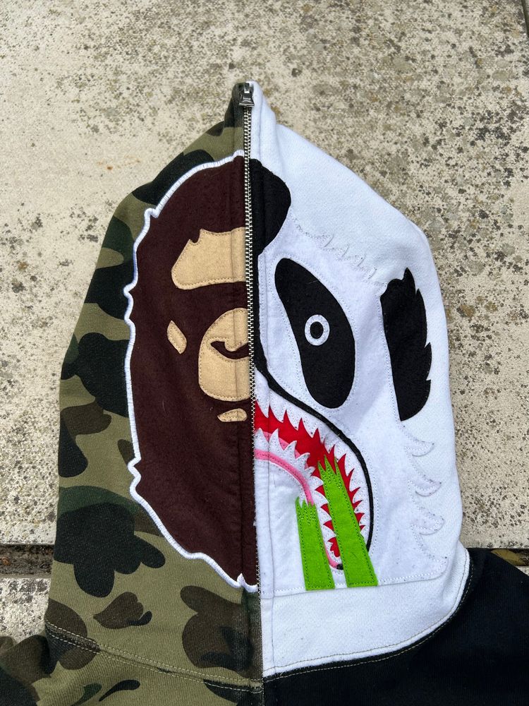 A Bathing Ape 1st Camo Ape Panda Half Zip-Up Hoodie - Size Large image 3