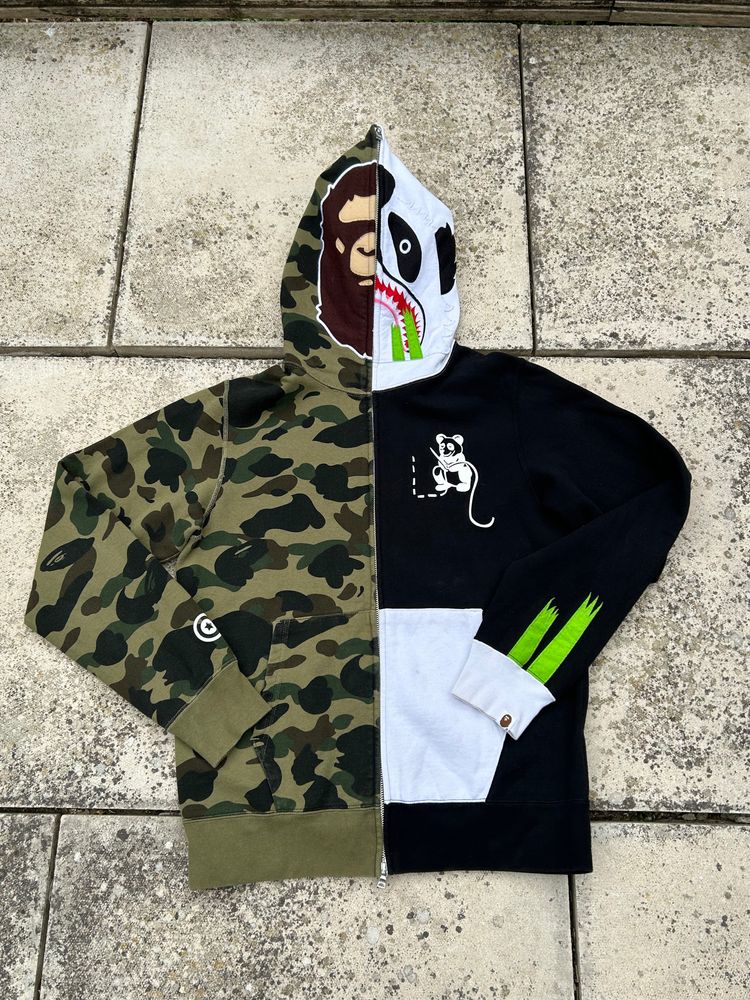 A Bathing Ape 1st Camo Ape Panda Half Zip-Up Hoodie - Size Large image 1