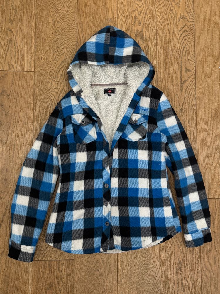 Lee Cooper Blue Checkered Hooded Jacket