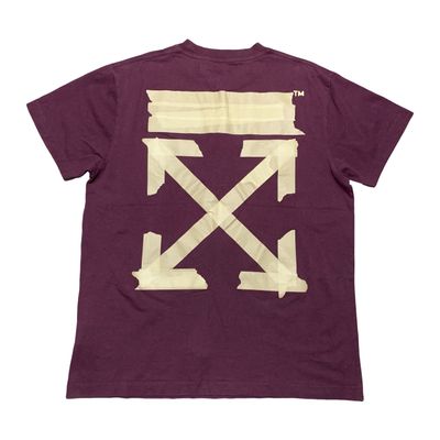 Off White Medium Tee Tape Arrows Purple Burgundy T-Shirt Virgil Abloh