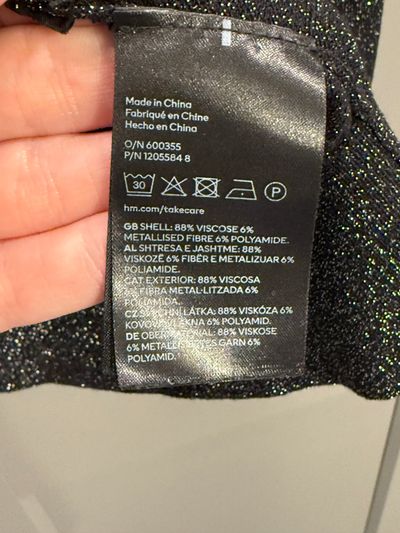 H&M Black Glitter Slim Fit Turtleneck โ Size L โ USA Import 3