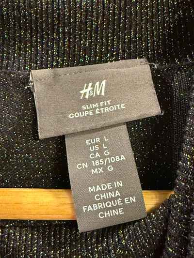 H&M Black Glitter Slim Fit Turtleneck โ Size L โ USA Import 2