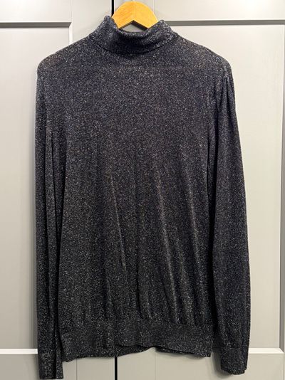 H&M Black Glitter Slim Fit Turtleneck โ Size L โ USA Import 1