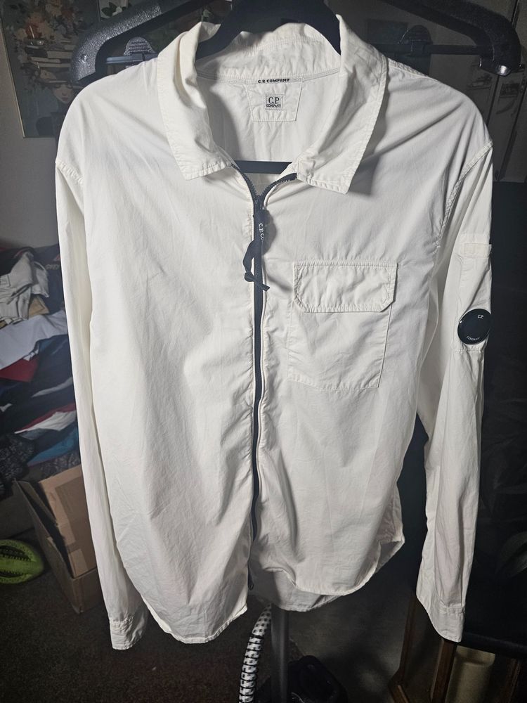 C.P. Company White Zip-Up Shirt