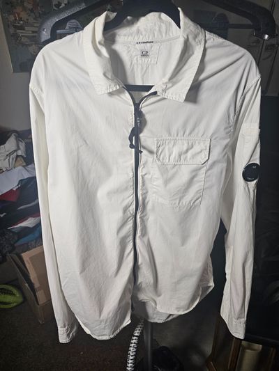 C.P. Company White Zip-Up Shirt