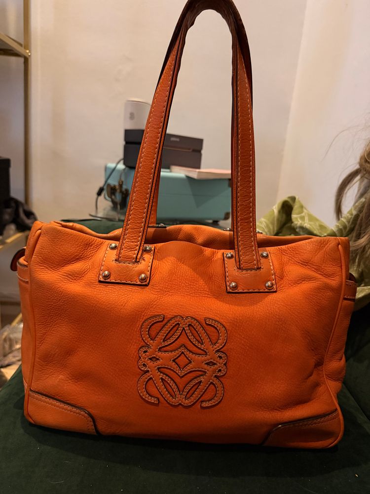 Loewe Orange Leather Tote Bag image 5