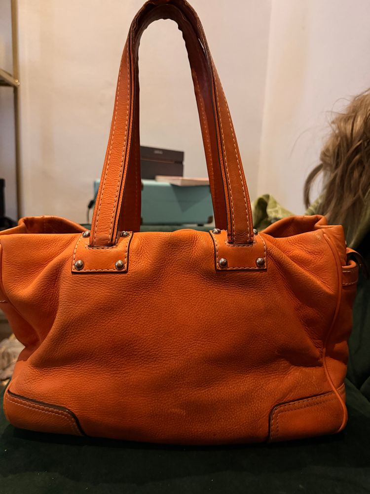 Loewe Orange Leather Tote Bag image 4