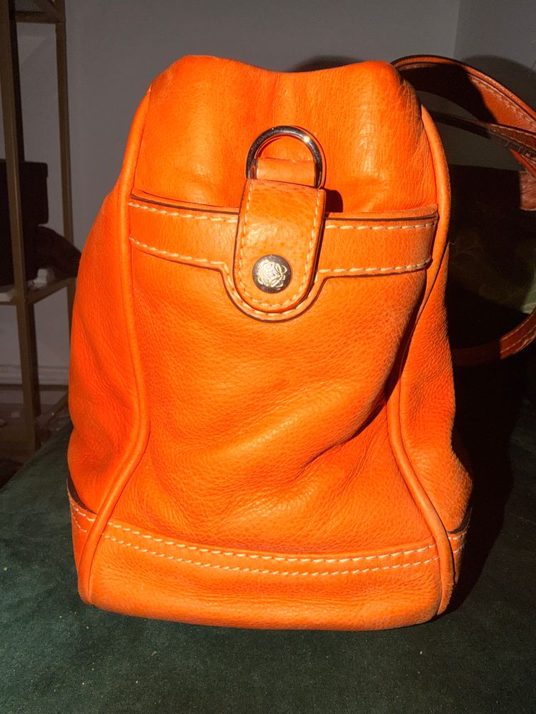 Loewe Orange Leather Tote Bag image 3