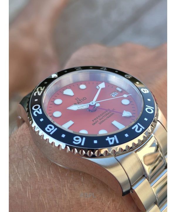 Ratio FreeDiver GMT Series Sapphire Stainless Steel Orange Dial Automatic RTF055 200M Men's Watch image 5