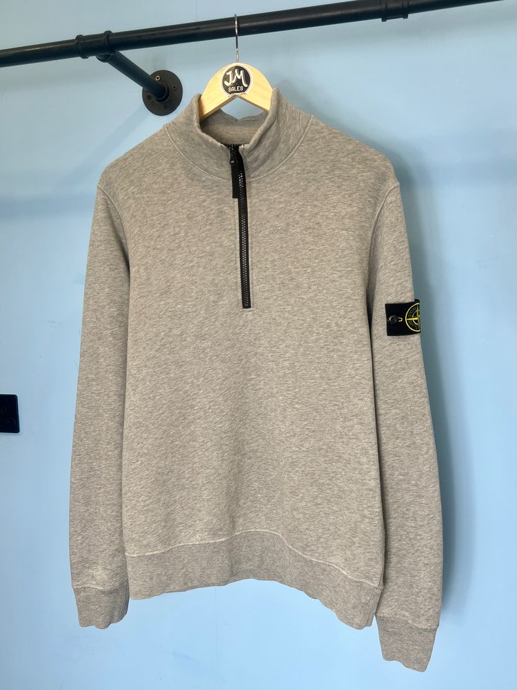 Medium Stone Island Grey Quarter Zip Sweatshirt Jumper