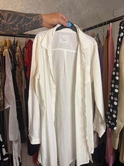 White Long-Sleeve Shirt Dress