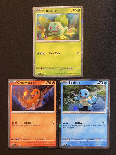 Pokemon - SV 151 Starter Promos Bulbasaur Charmander Squirtle Cosmos Holo