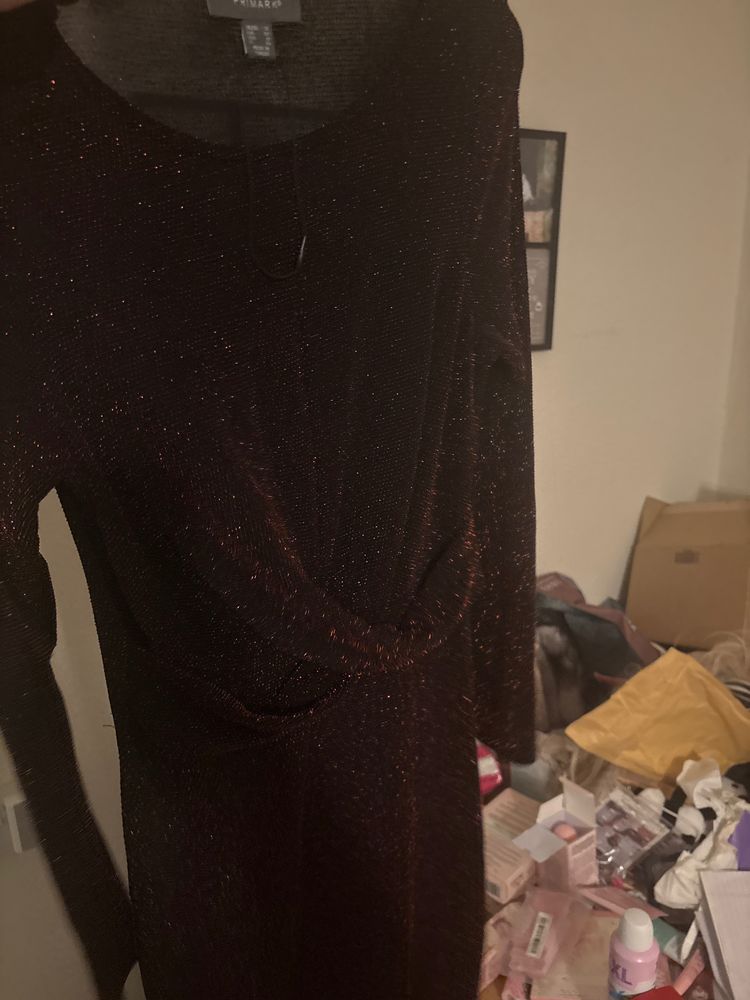Black Glitter Long Sleeve Dress