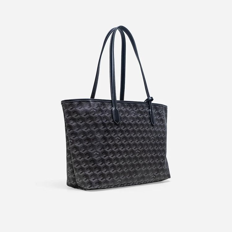 Immagine di Black Patterned Tote Bag With Matching Pouch 2