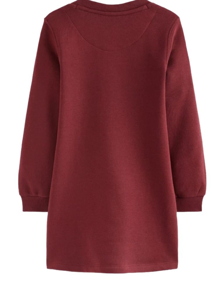 Mini Boden Girls Sweatshirt Applique Dress Chestnut Cat Faces In Burgundy image 5