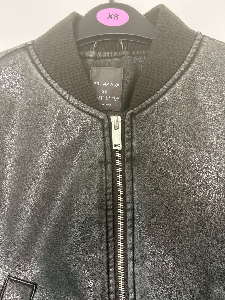 Primark Black Faux Leather Bomber Jacket image 2