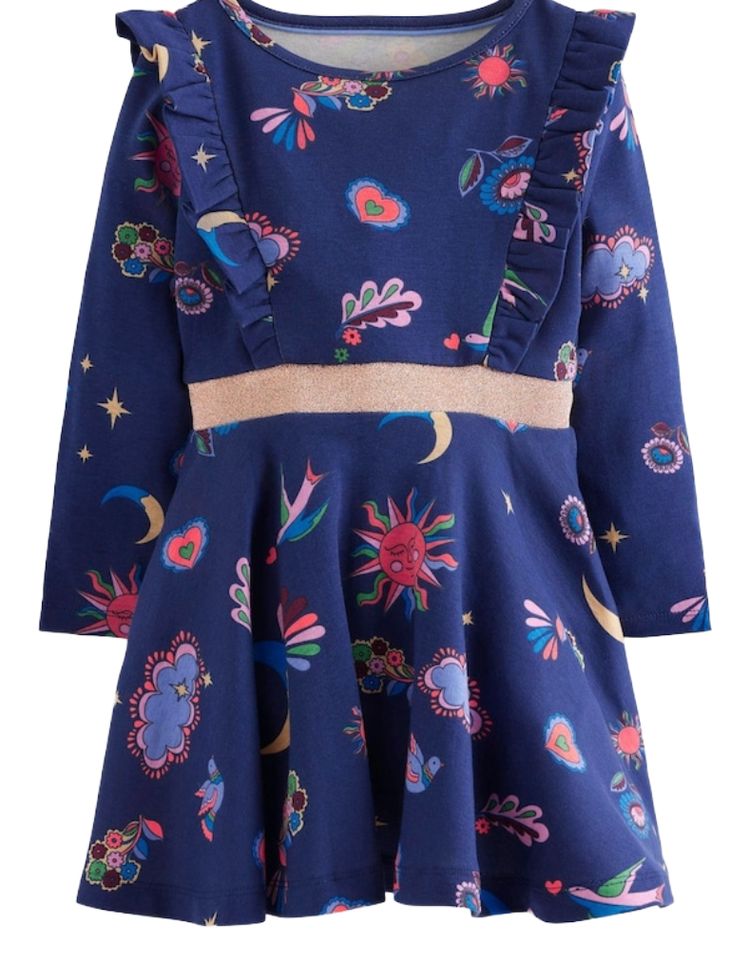 Mini Boden Girls Cora Twirly Jersey Dress In Blue imagen 4