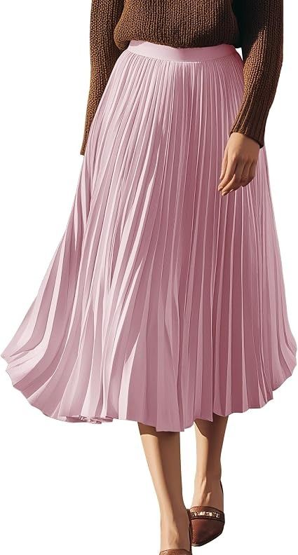 Pink Pleated Midi Skirt