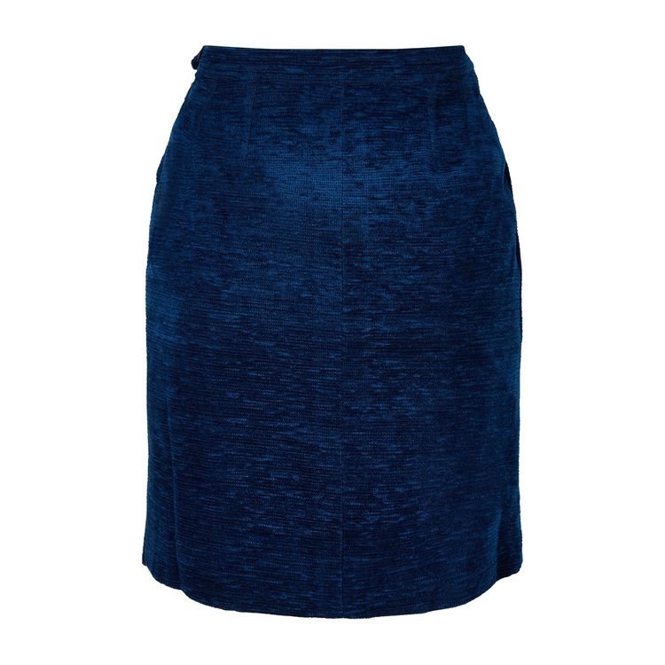1990s Yves Saint Laurent Blue Chenille Skirt Suit with Clover Buttons image 7