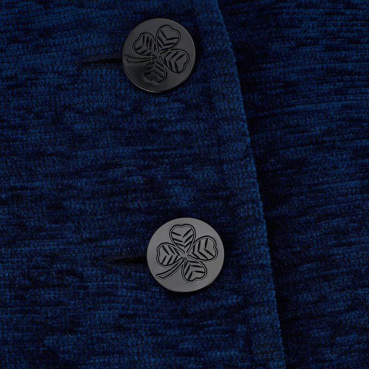 1990s Yves Saint Laurent Blue Chenille Skirt Suit with Clover Buttons image 8