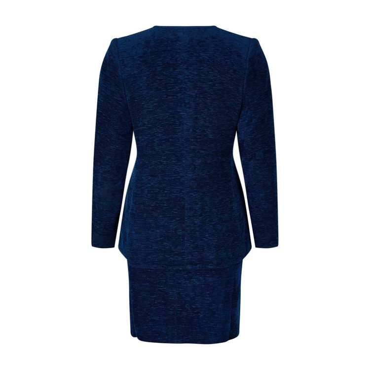 1990s Yves Saint Laurent Blue Chenille Skirt Suit with Clover Buttons image 2