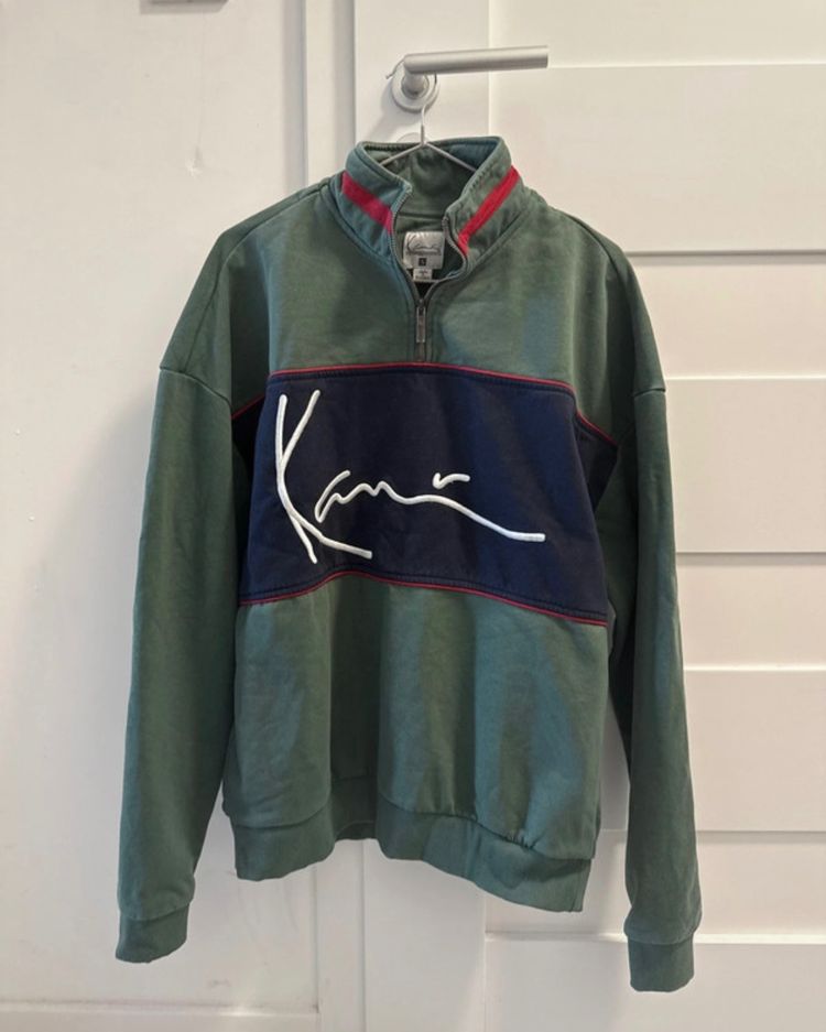 Karl Kani Karl Kani Green And Navy Quarter-Zip Sweatshirt product image