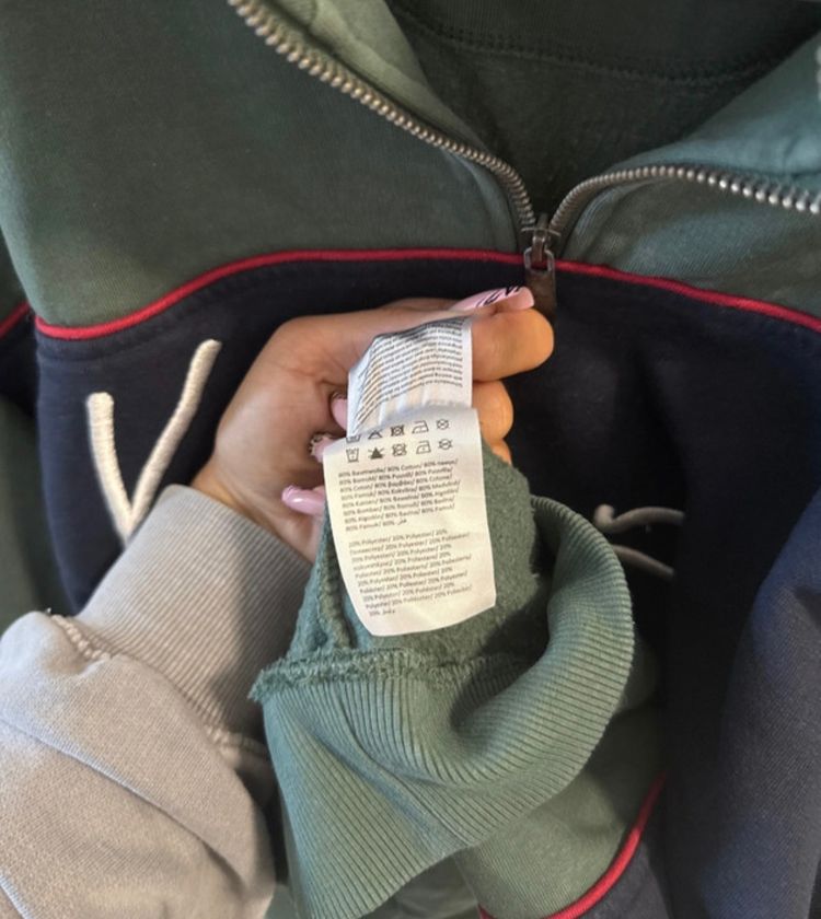 Karl Kani Green And Navy Quarter-Zip Sweatshirt 4