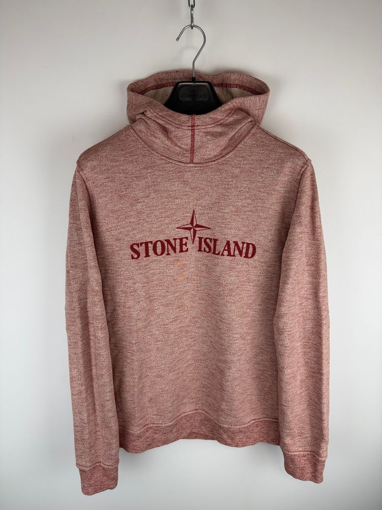 Pink Stone Island hoodie with embroidered logo