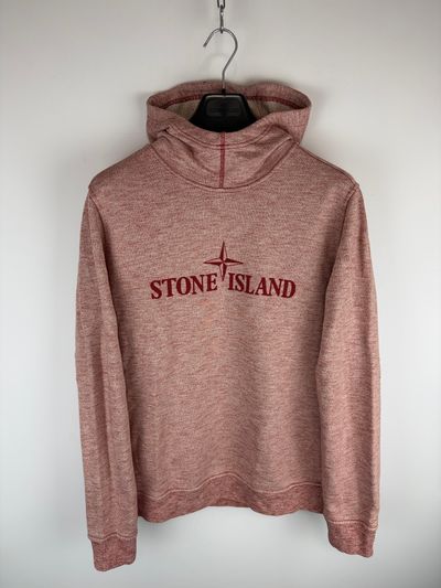 Pink Stone Island hoodie with embroidered logo