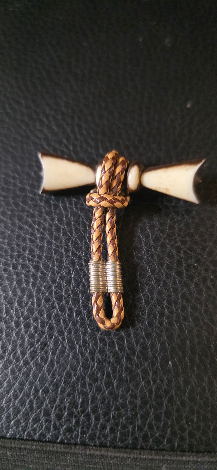 Braided Cord And Bone Toggle Pin