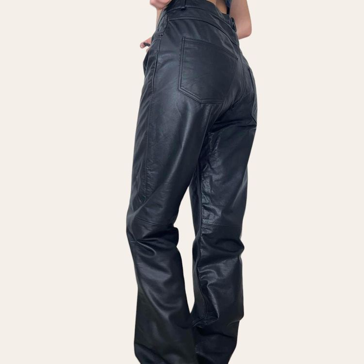 Black Real Leather Lakeland Trousers image 1