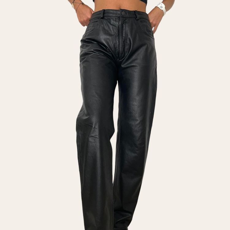 Black Real Leather Lakeland Trousers image 2