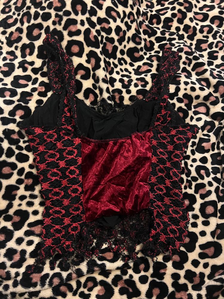 Red And Black Lace Corset Top
