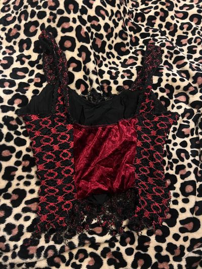 Red And Black Lace Corset Top