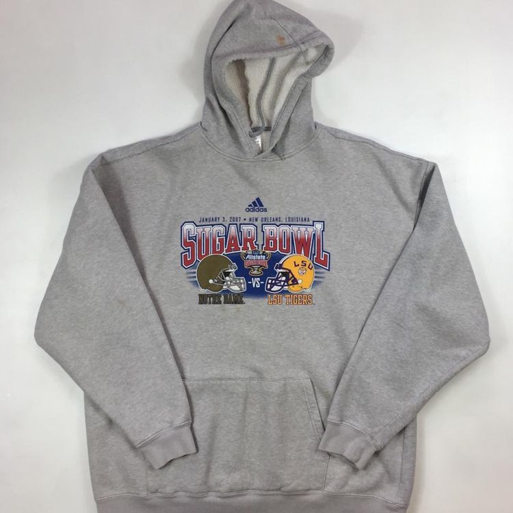 Adidas VTG ADIDAS MENS GREY SUGAR BOWL NFL AMERICAN FOOTBALL PULLOVER HOODIE SWEATSHIRT product image