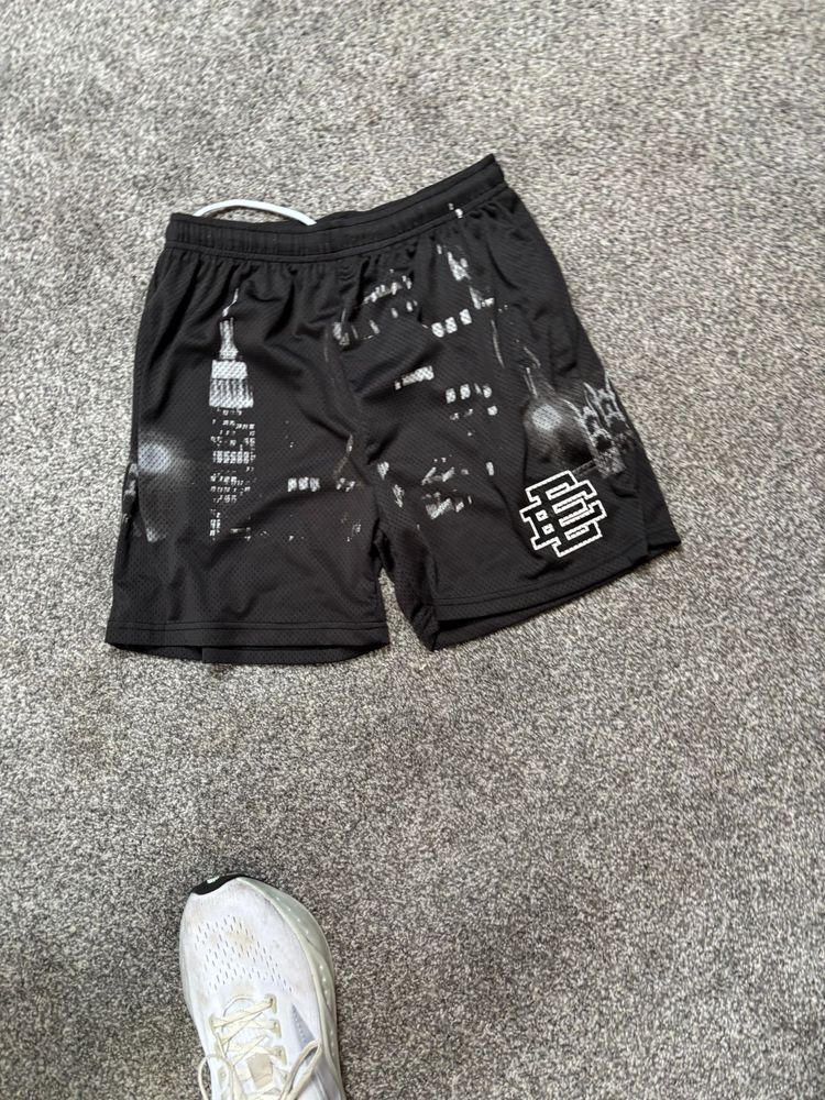 Black Shorts With Cityscape Print