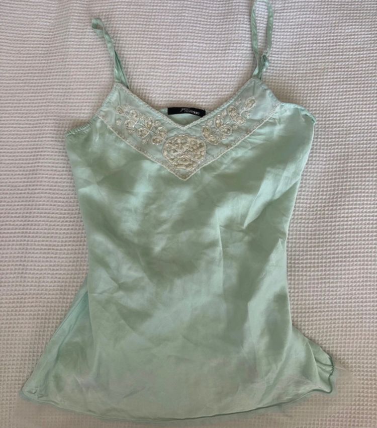 Jane Norman Light Green Satin Camisole Top