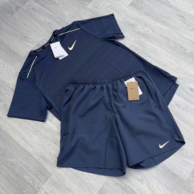 Nike Dri Fit Miler Top and 7" Challenger Running Shorts Set - Thunder Blue
