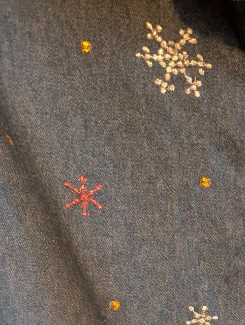 Vintage Quacker Factory Denim Shirt Embroidered Snowflake Blue XS image 10